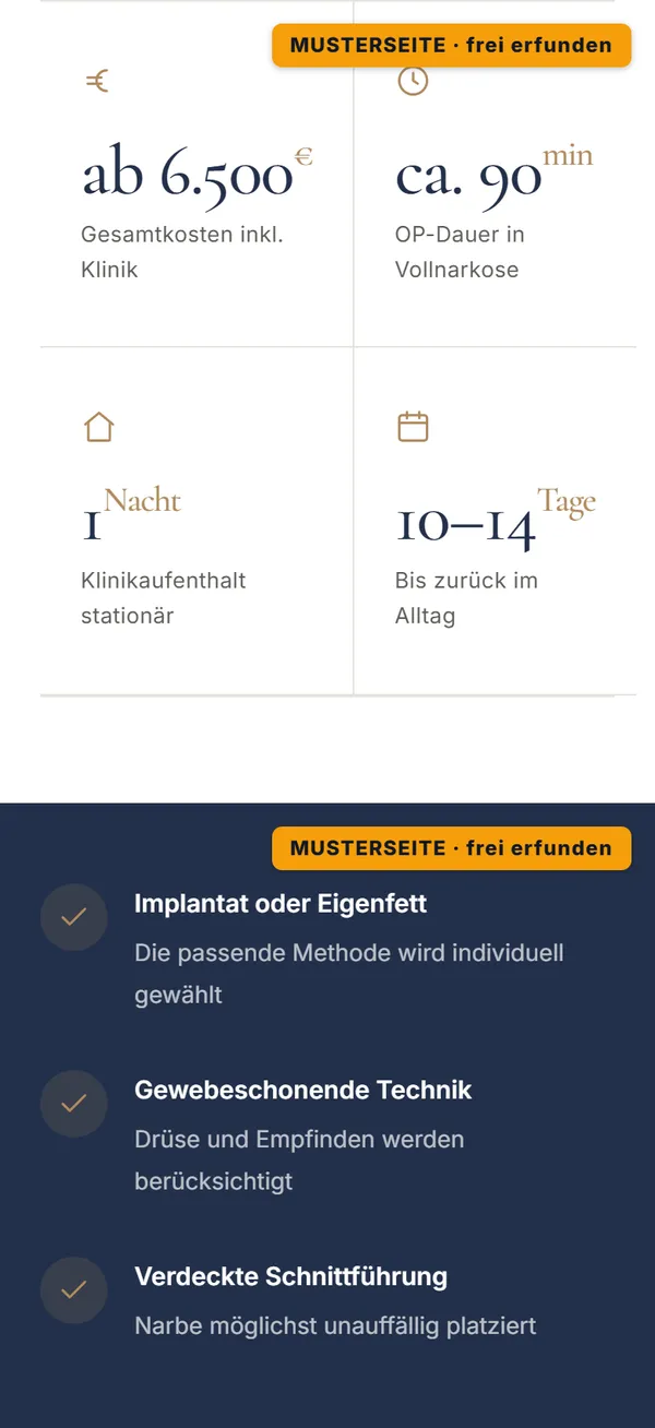 Ausschnitt der Musterseite am Handy: Vier Zahlen, bevor jemand fragen muss.
